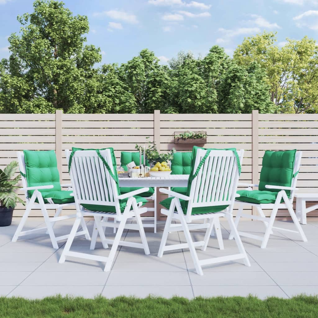 VidaXL coussins de chaise 6 pcs dossier bas tissu oxford vert