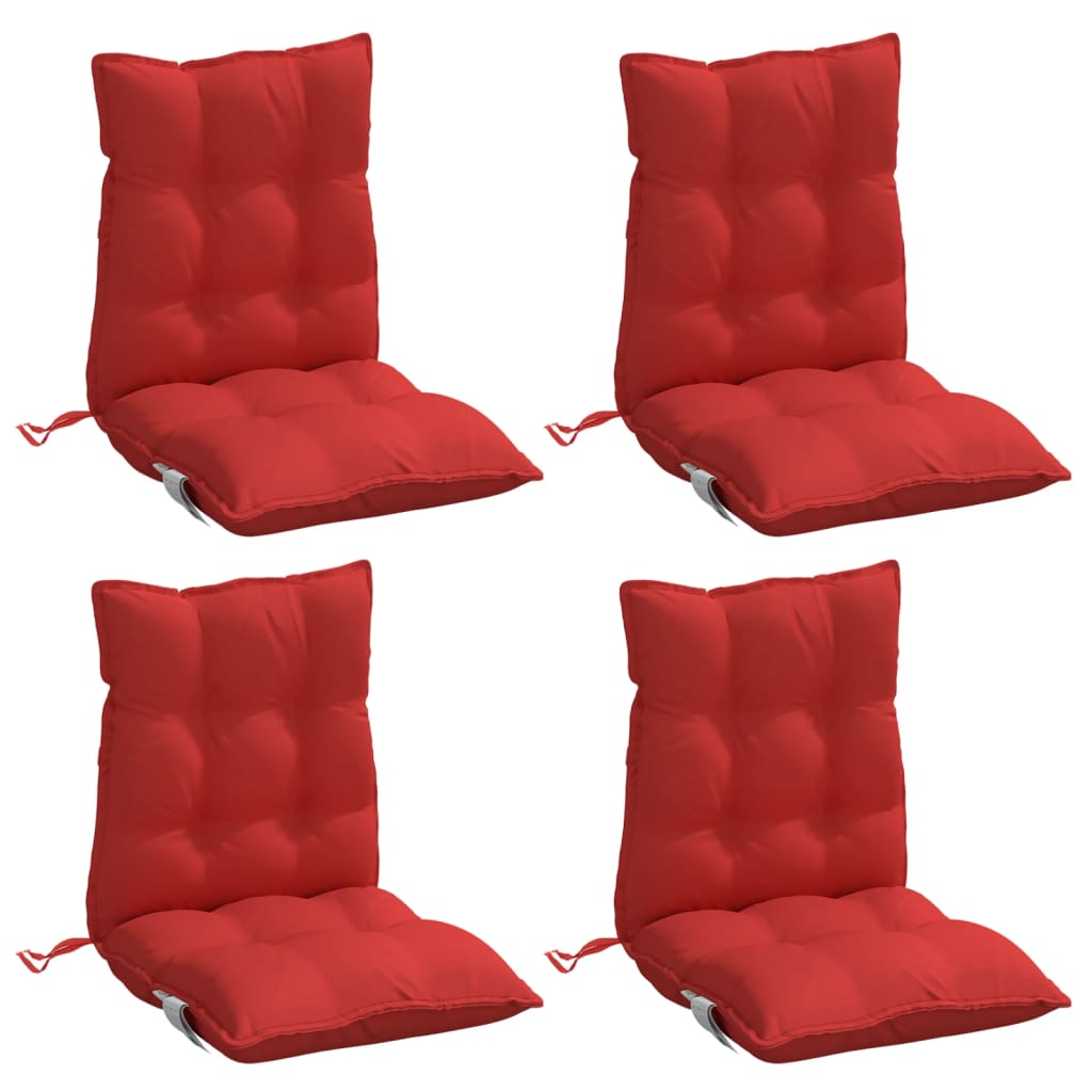 VidaXL coussins de chaise 4 pcs dossier bas tissu oxford rouge