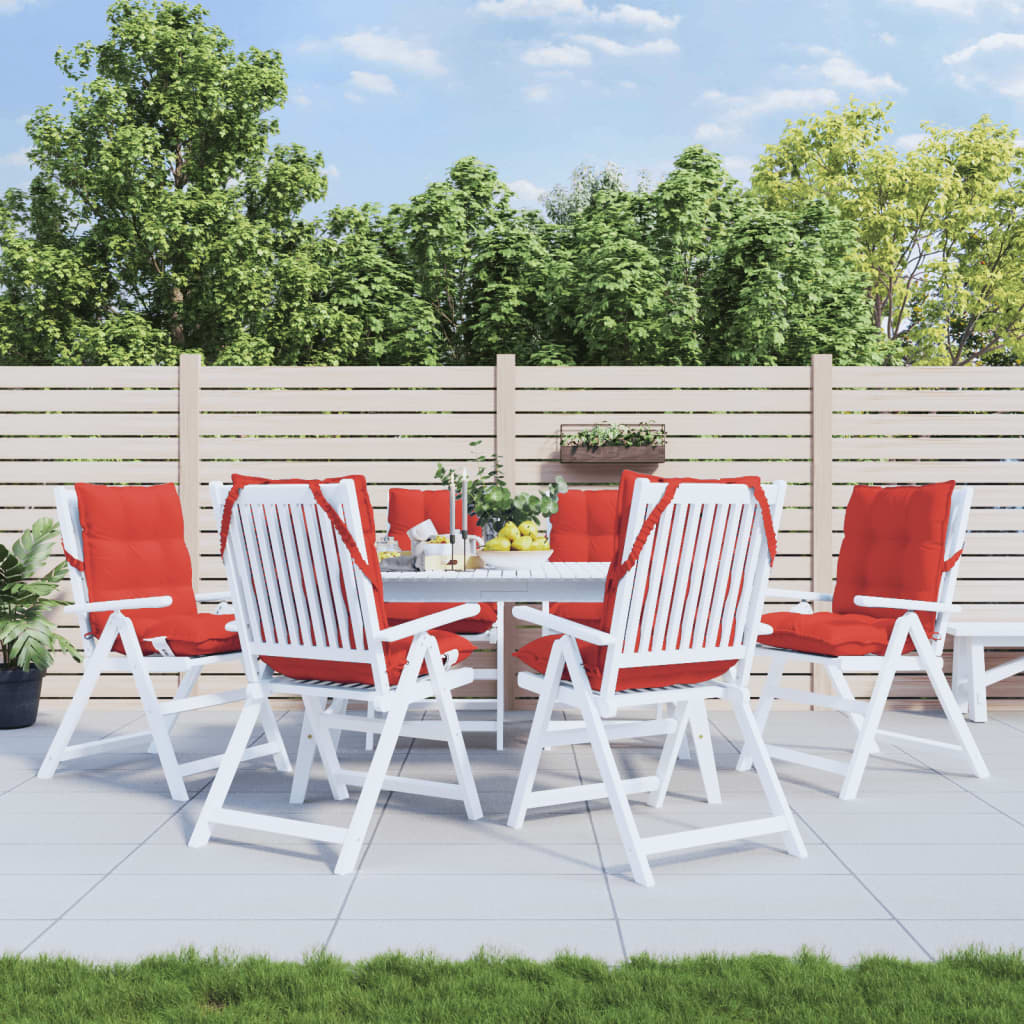 VidaXL coussins de chaise 6 pcs dossier bas tissu oxford rouge