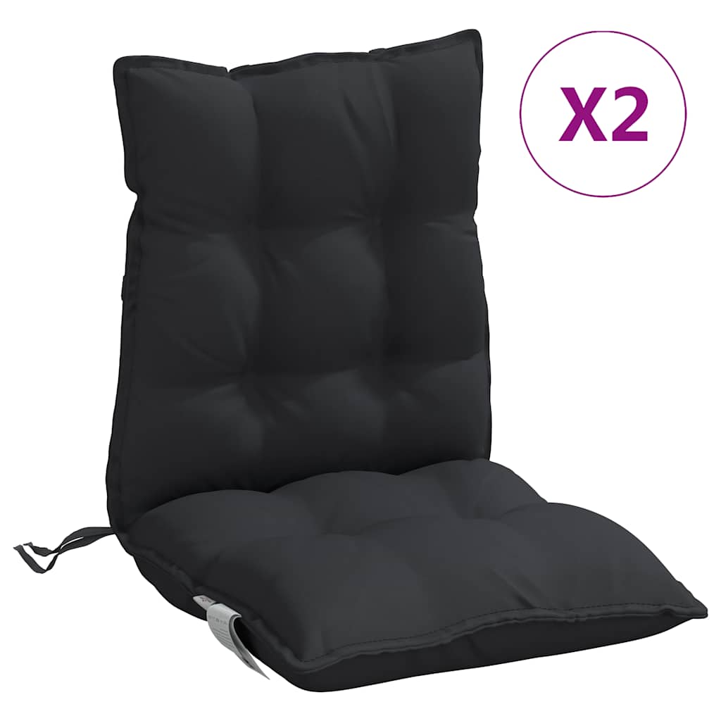 VidaXL coussins de chaise 2 pcs dossier bas tissu oxford noir