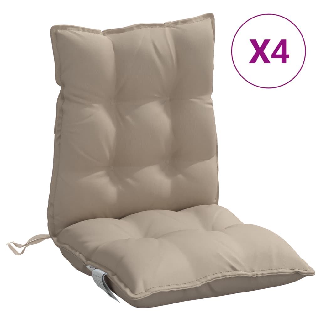 VidaXL coussins de chaise 4 pcs dossier bas tissu oxford taupe