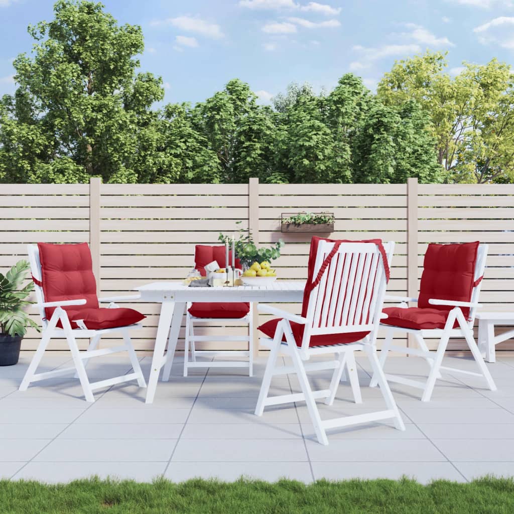 VidaXL coussins de chaise 4 pcs dossier bas tissu oxford rouge vin
