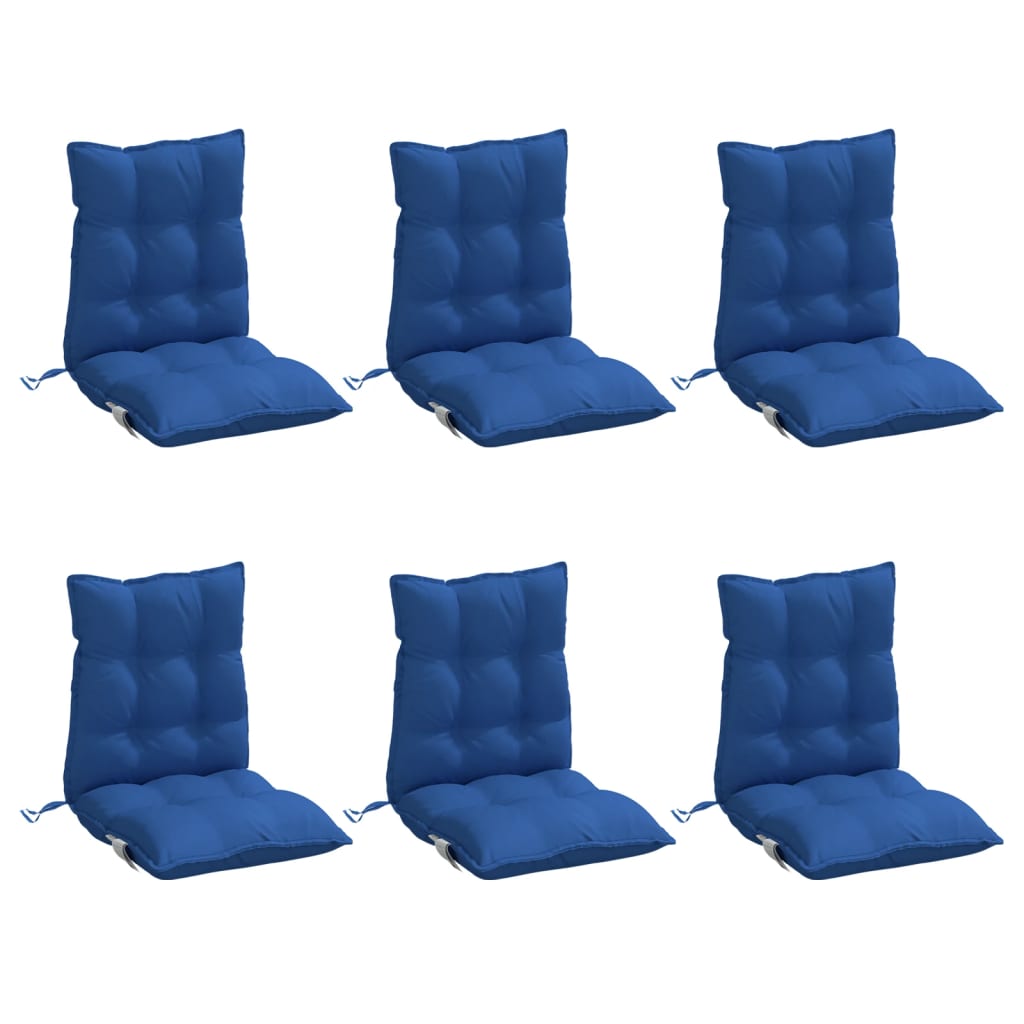 VidaXL coussins de chaise 6 pcs dossier bas tissu oxford bleu royal