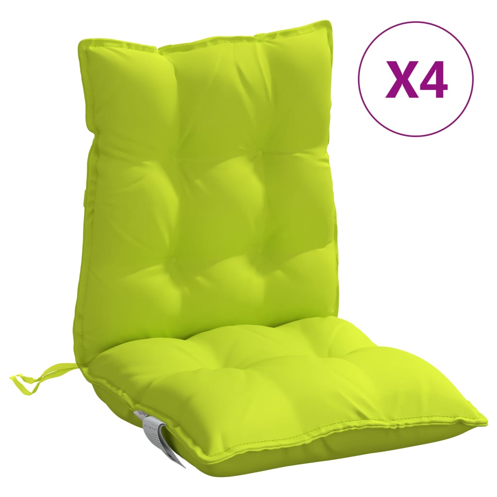 VidaXL coussins de chaise 4 pcs dossier bas tissu oxford vert vif