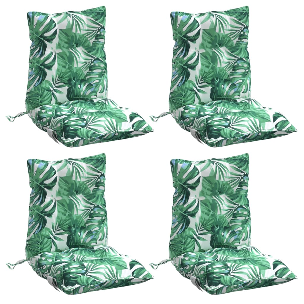 VidaXL coussins de chaise 2 pièces tissu oxford à motif de feuilles à dossier bas