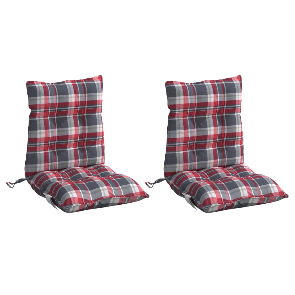 VidaXL coussins de chaise 2 pcs dossier bas motif losange tissu oxford rouge
