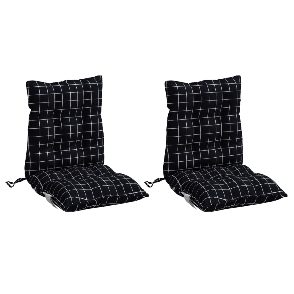 VidaXL coussins de chaise 2 pièces dossier bas motif losange tissu oxford noir