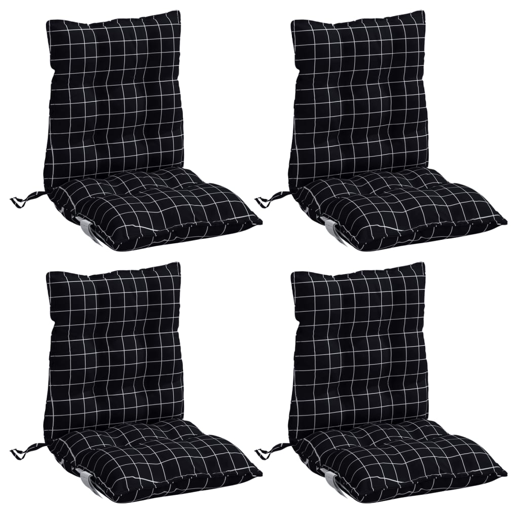 VidaXL coussins de chaise 4 pièces dossier bas motif losange tissu oxford noir