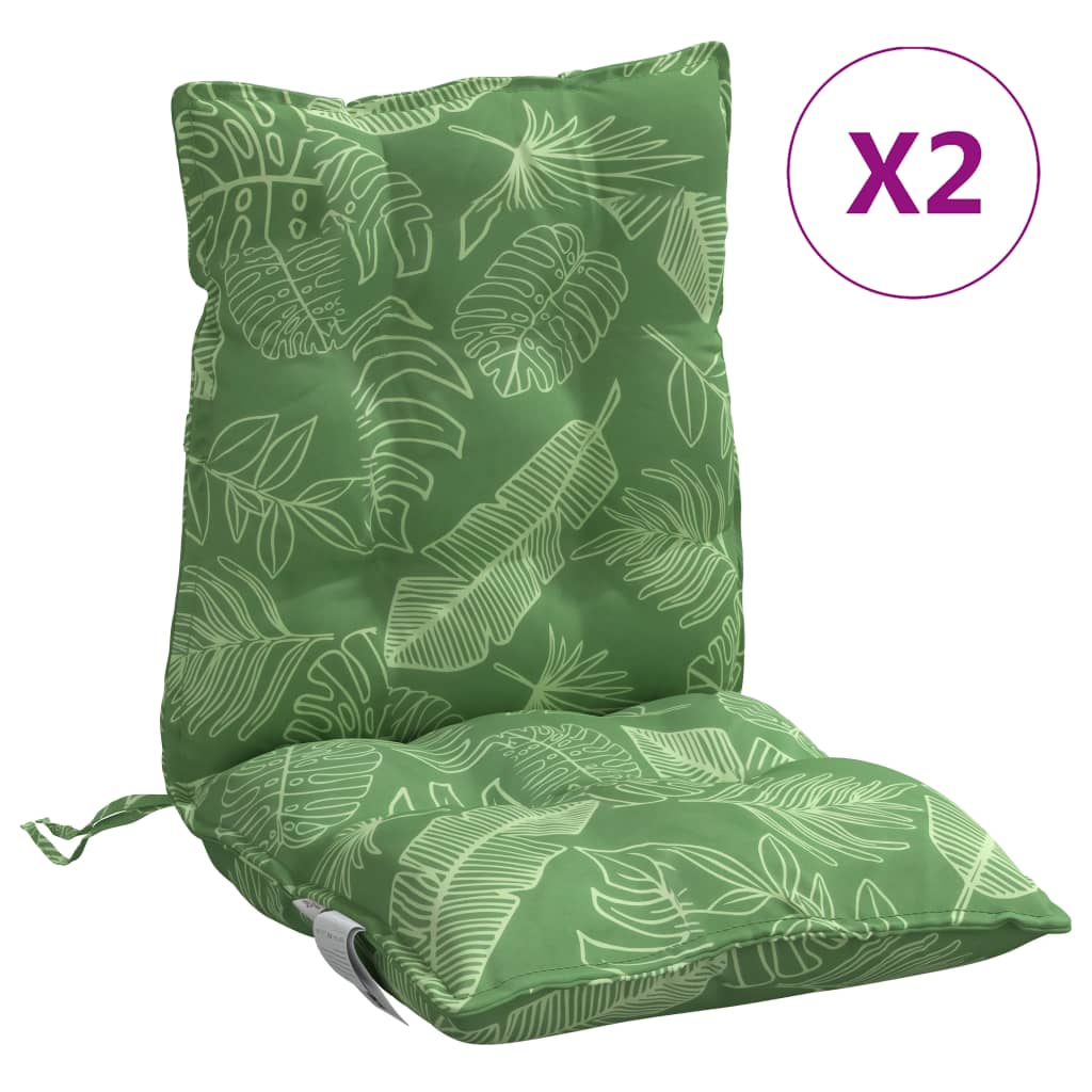 VidaXL coussins de chaise 2 pièces tissu oxford à motif de feuilles à dossier bas