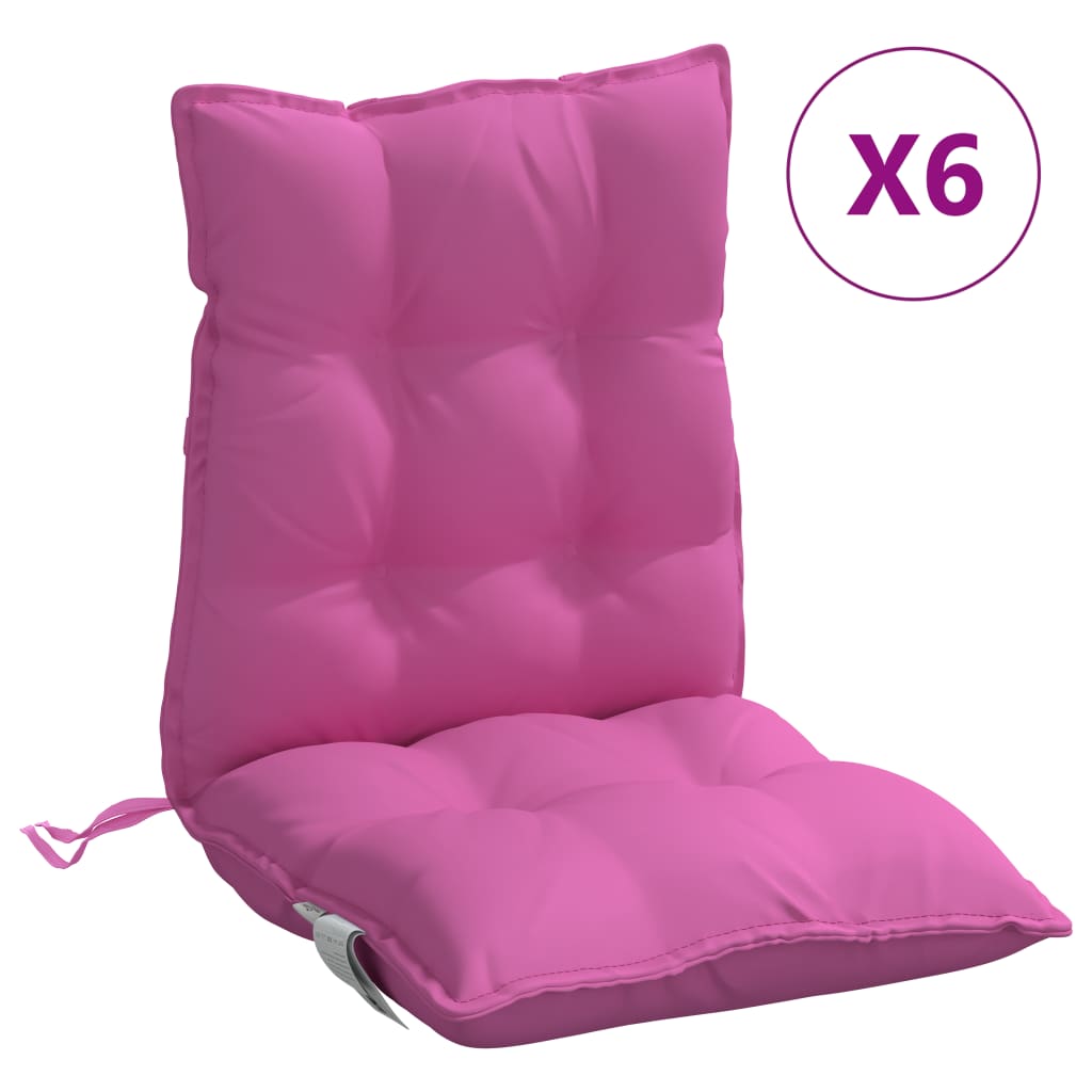VidaXL coussins de chaise 6 pcs dossier bas tissu oxford rose