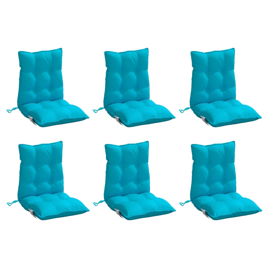 VidaXL coussins de chaise 6 pcs dossier bas tissu oxford turquoise