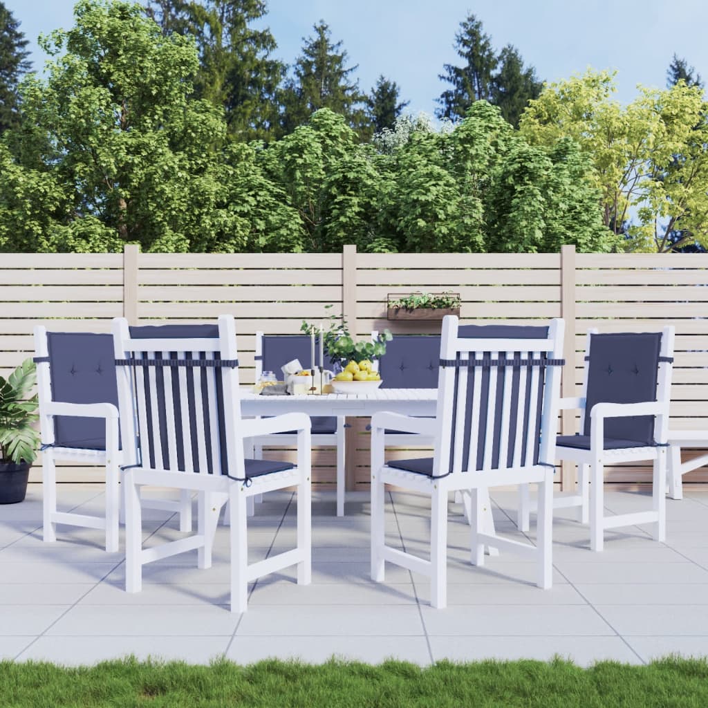 VidaXL coussins de chaise 6 pcs tissu à dossier bas bleu marine