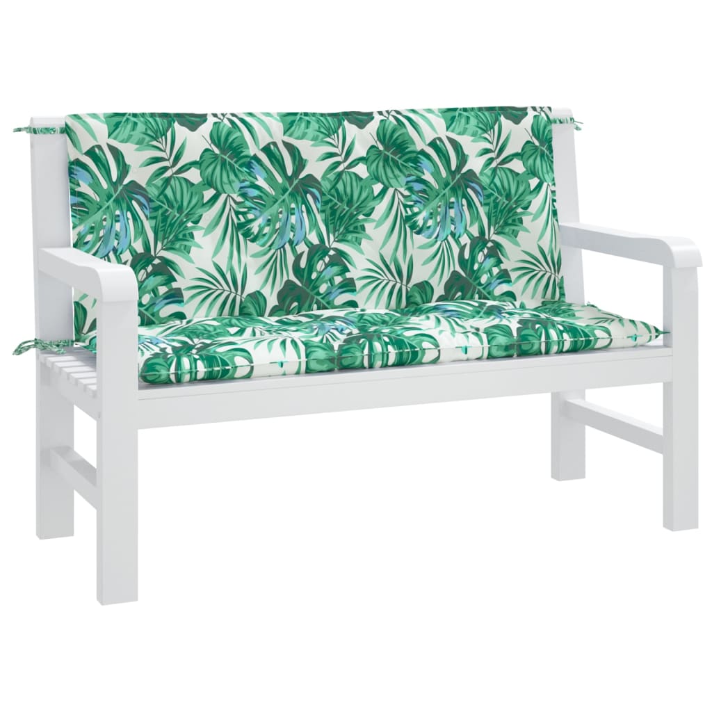Vidaxx coussins de banc de jardin 2 pcs motif feuille 120x50x7 cm tissu oxford