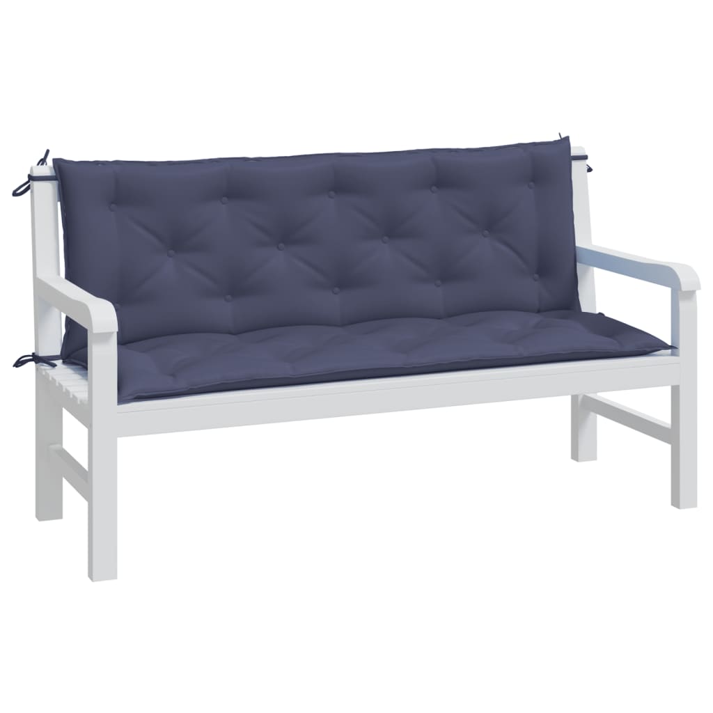 Vidaxx coussins de banc de jardin 2 pcs 150x50x7 cm tissu oxford bleu marine
