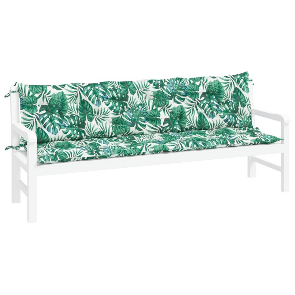 Vidaxx coussins de banc de jardin 2 pcs motif feuille 200x50x7 cm tissu oxford