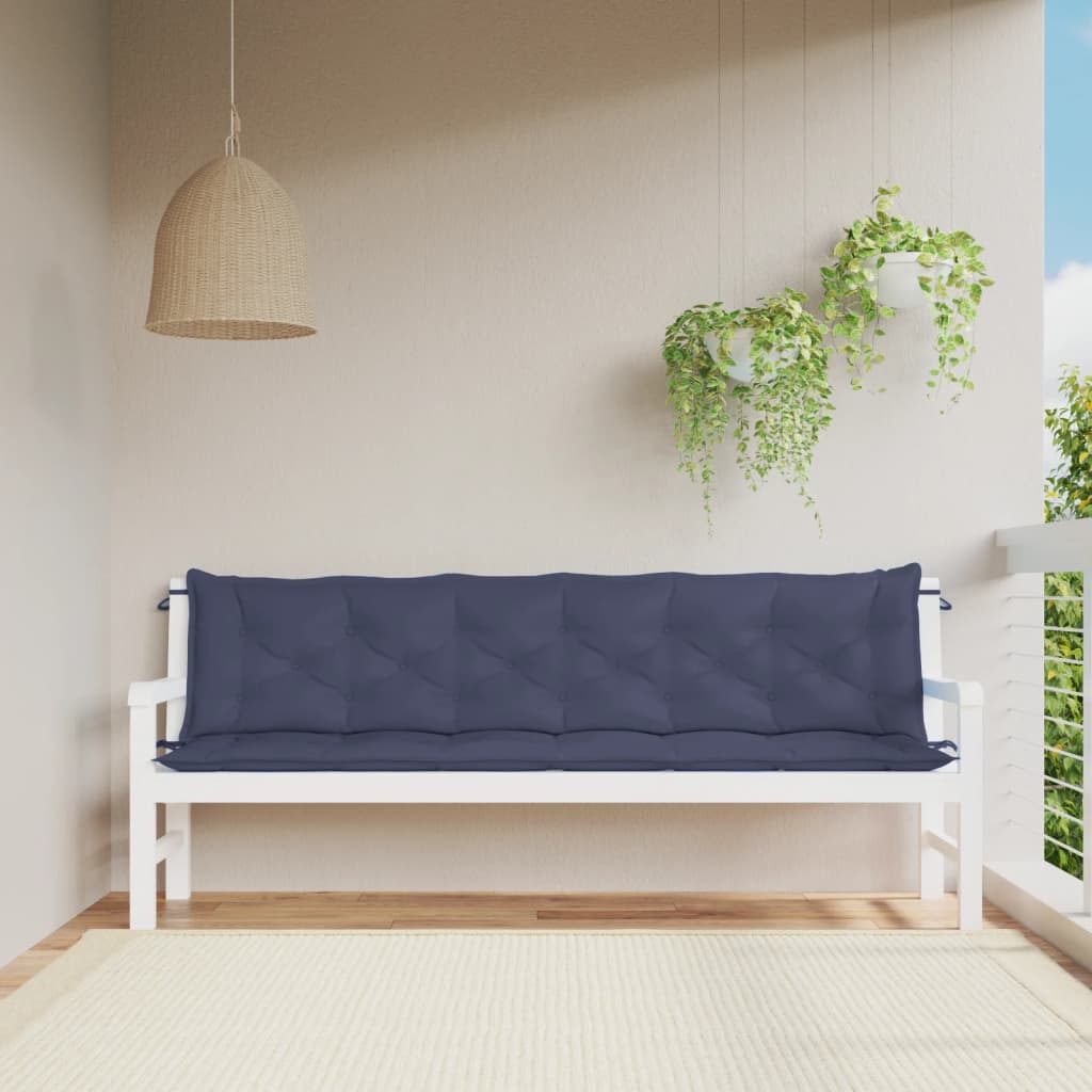 Vidaxx coussins de banc de jardin 2 pcs 200x50x7 cm tissu oxford bleu marine