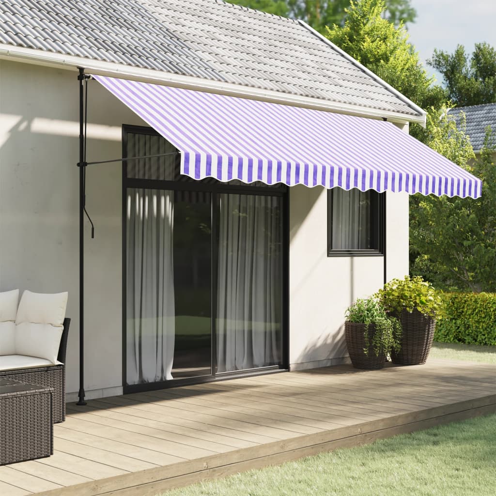 Vidaxx tissu de remplacement pour jupe d'auvent rayé 4 m bleu et blanc