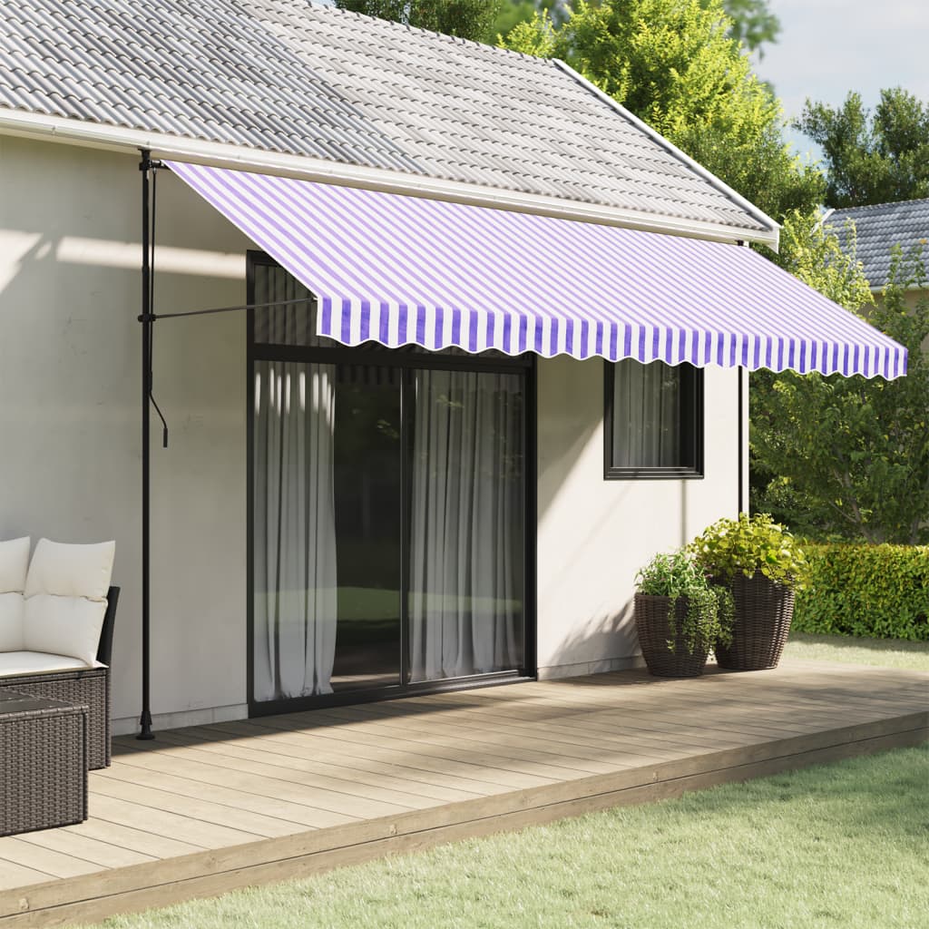VidaXL Tissu de remplacement pour jupe d'auvent rayé 4,5 m bleu et blanc
