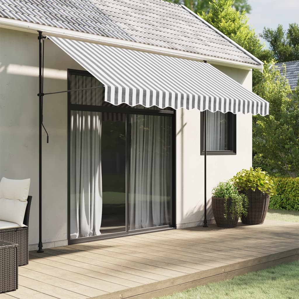 VidaXL tissu de remplacement pour jupe d'auvent rayé 3 m anthracite et blanc