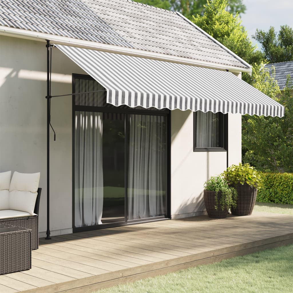 Vidaxx tissu de remplacement pour jupe d'auvent rayé 4 m anthracite et blanc