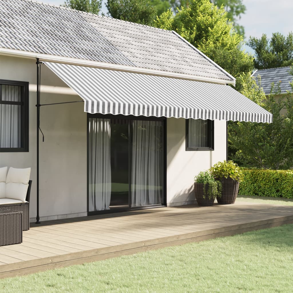 VidaXL tissu de remplacement pour jupe d'auvent rayé 5 m anthracite et blanc