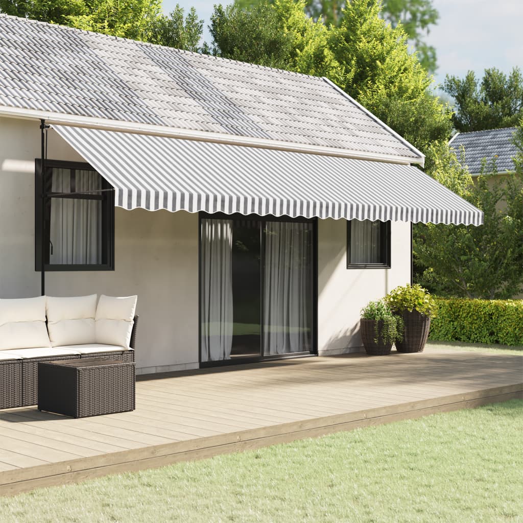 Vidaxx tissu de remplacement pour jupe d'auvent rayé 6 m anthracite et blanc