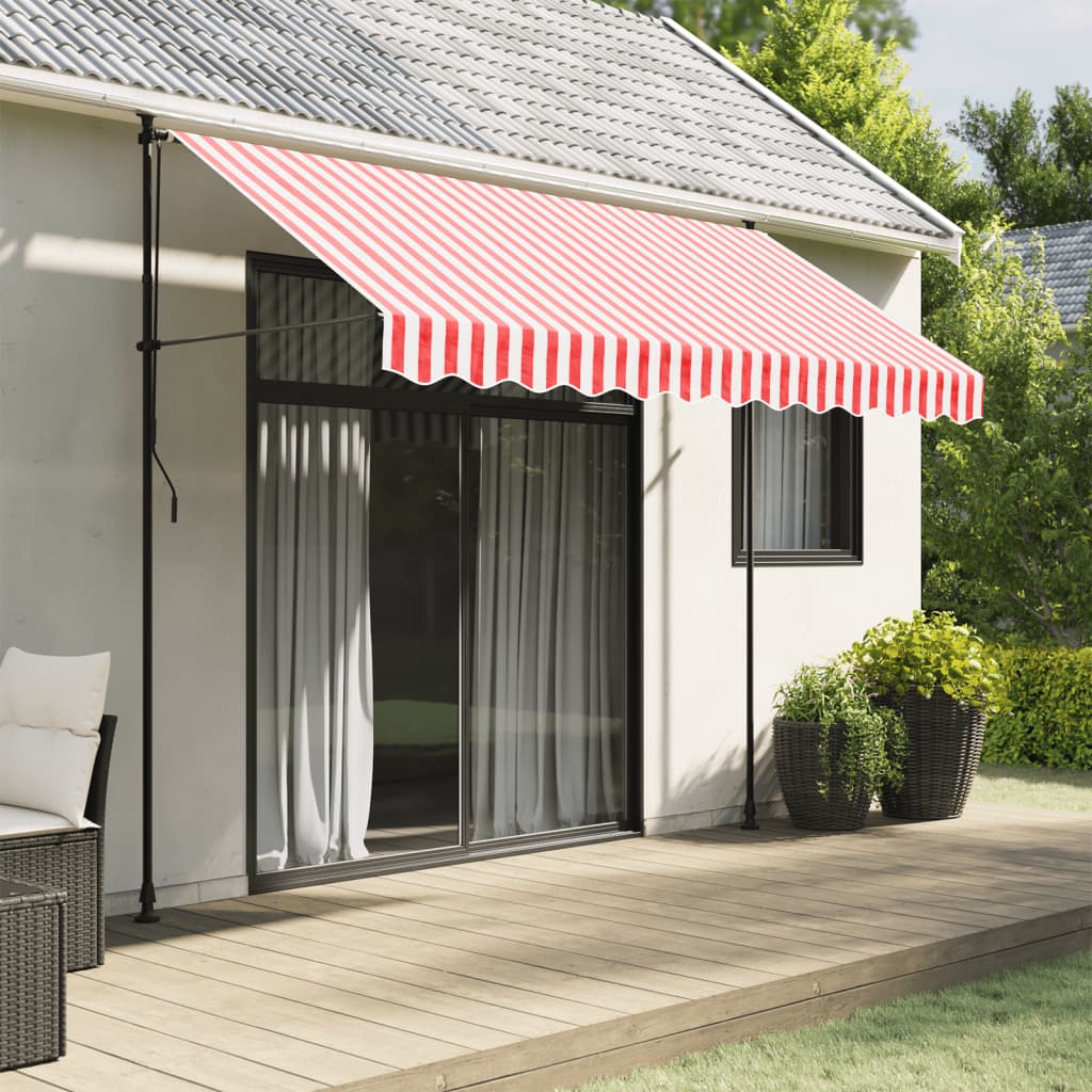 VidaXL Tissu de remplacement pour jupe d'auvent rayé 3 m rouge et blanc