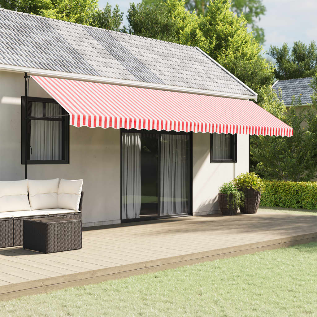 VidaXL Tissu de remplacement pour jupe d'auvent rayé 6 m rouge et blanc
