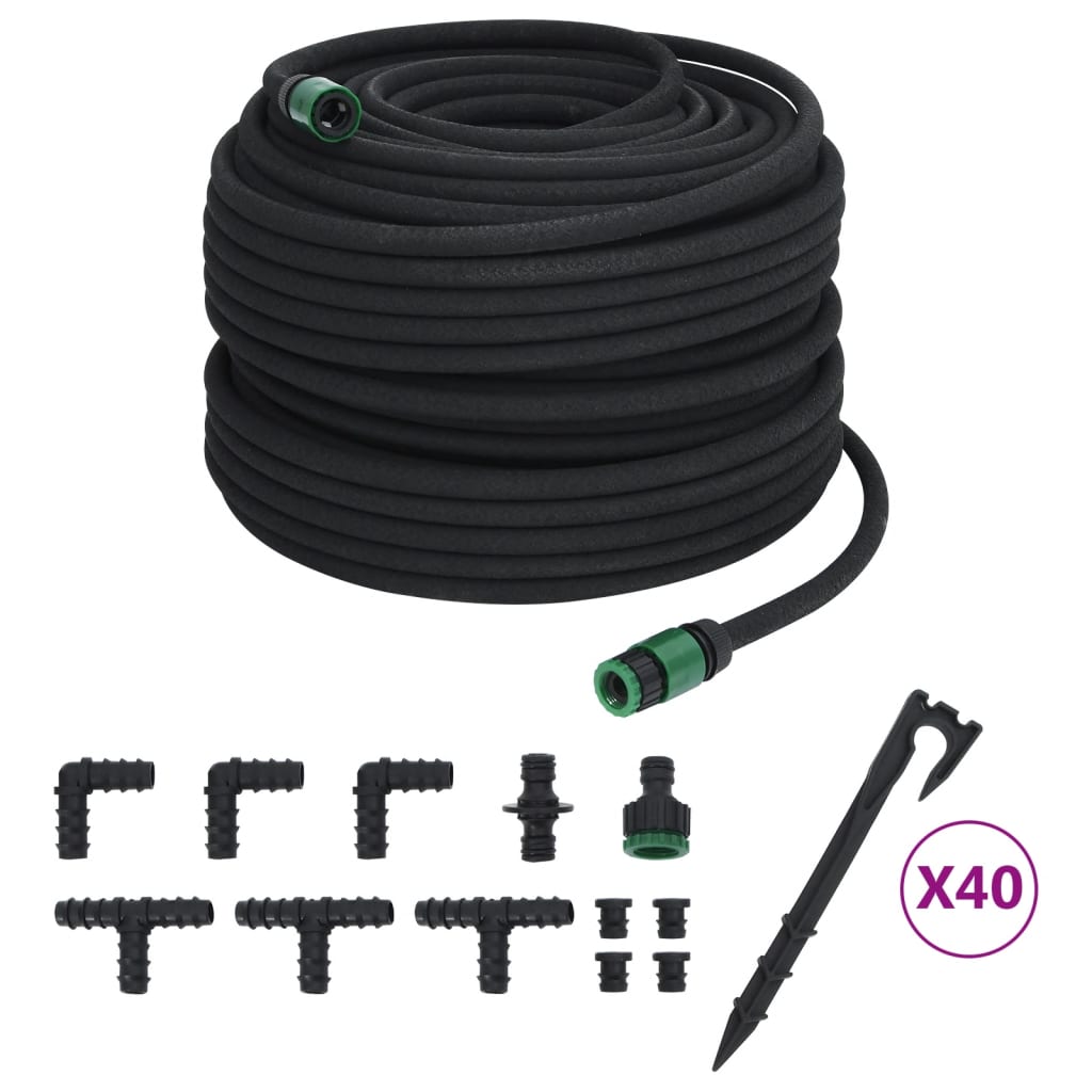 VidaXL Tuyau d'égouttement 0,6'' 100 m caoutchouc noir