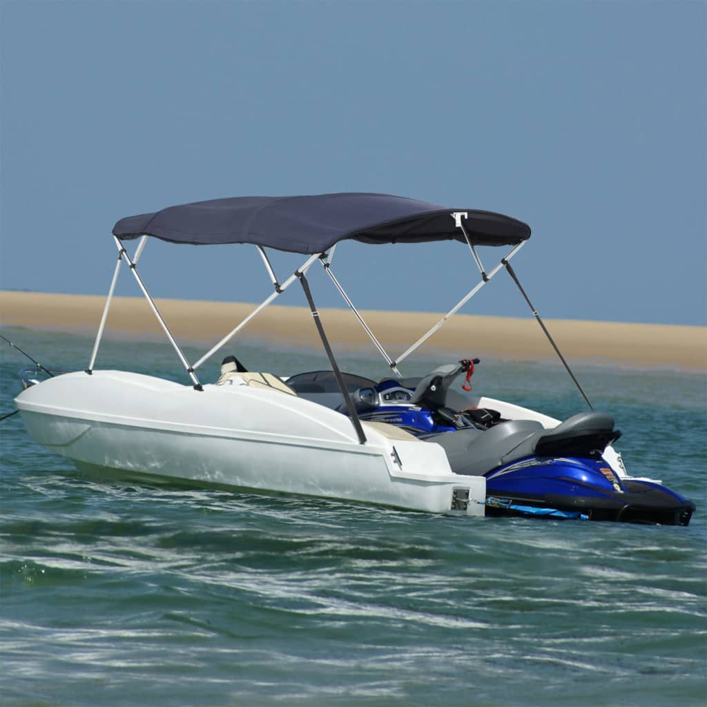 VidaXL toit bimini 4 arceaux avec parois latérales 243x(185-198)x137 cm
