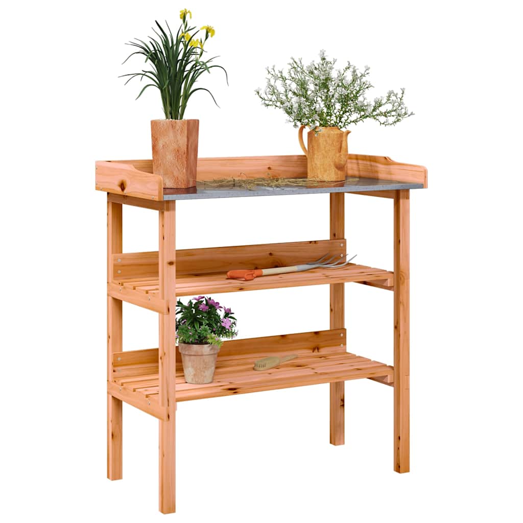 Vidaxx table à plantes avec étagères 78x38x82,5 cm bois de pin marron