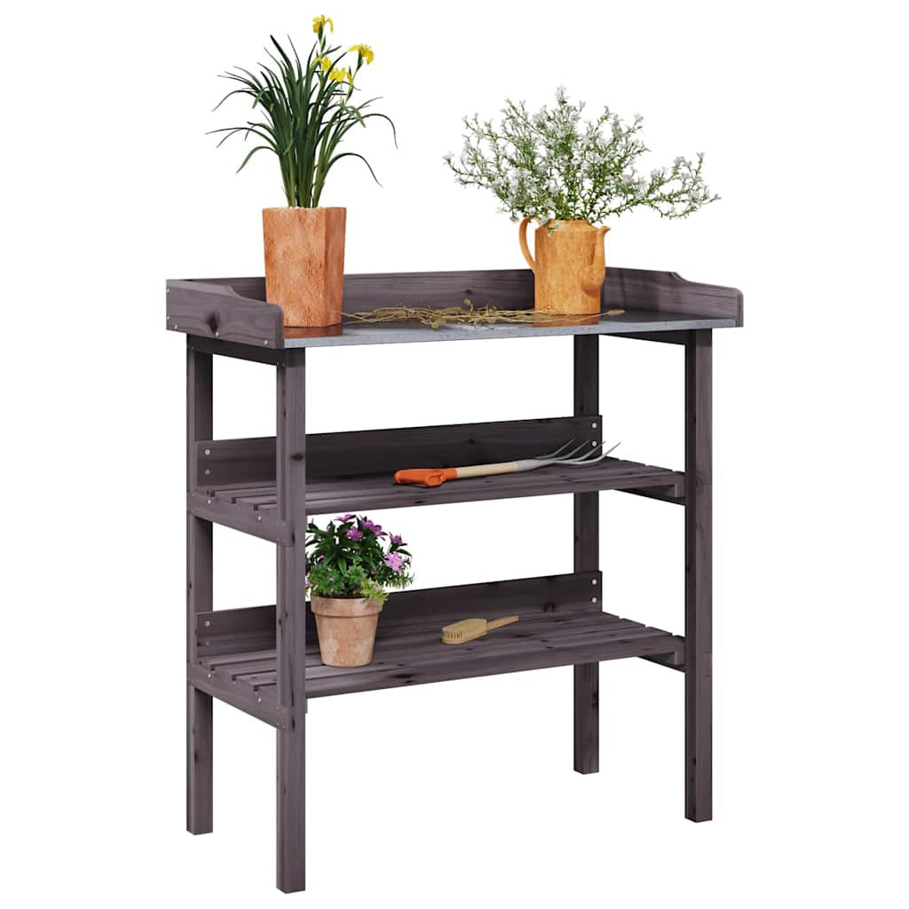 Vidaxx table à plantes avec étagères 78x38x82,5 cm bois de pin gris