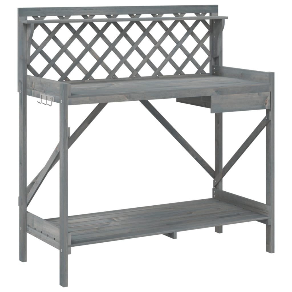 Vidaxx table d'empotage avec treillis, bois de pin massif, gris