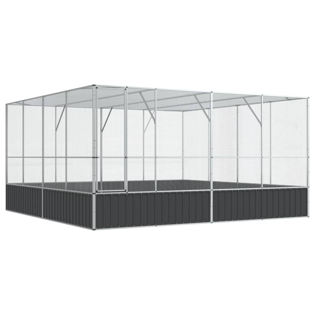 VidaXL Volière 418x414x212 cm acier argent