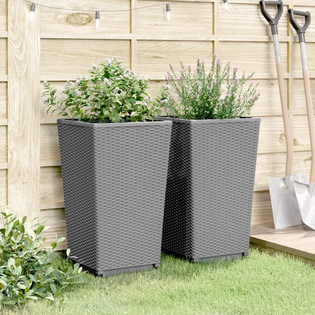 Vidaxx jardinières 2 pcs 32,5x32,5x57 cm polypropylène gris clair