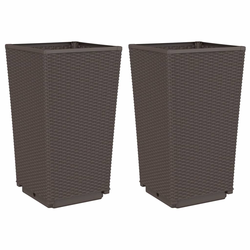 Vidaxx jardinières 2 pcs 32,5x32,5x57 cm polypropylène marron