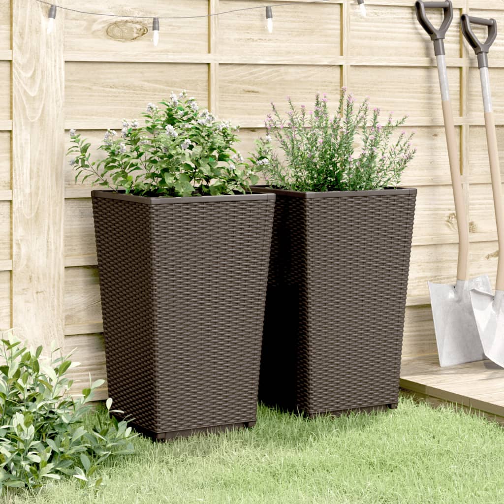 Vidaxx jardinières 2 pcs 32,5x32,5x57 cm polypropylène marron