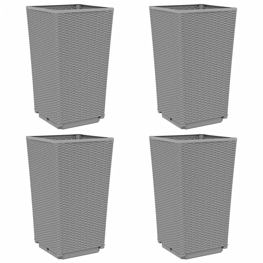 Vidaxx jardinières 4 pcs 32,5x32,5x57 cm polypropylène gris clair