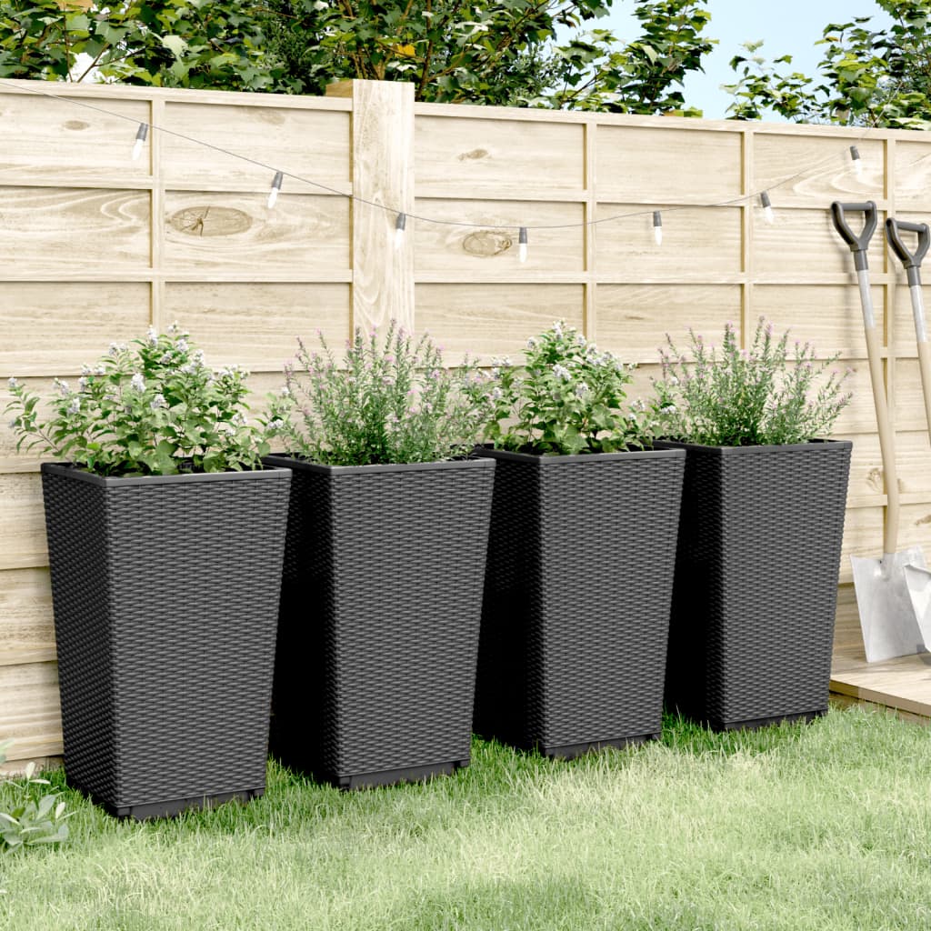 Vidaxx jardinières 4 pcs 32,5x32,5x57 cm polypropylène noir