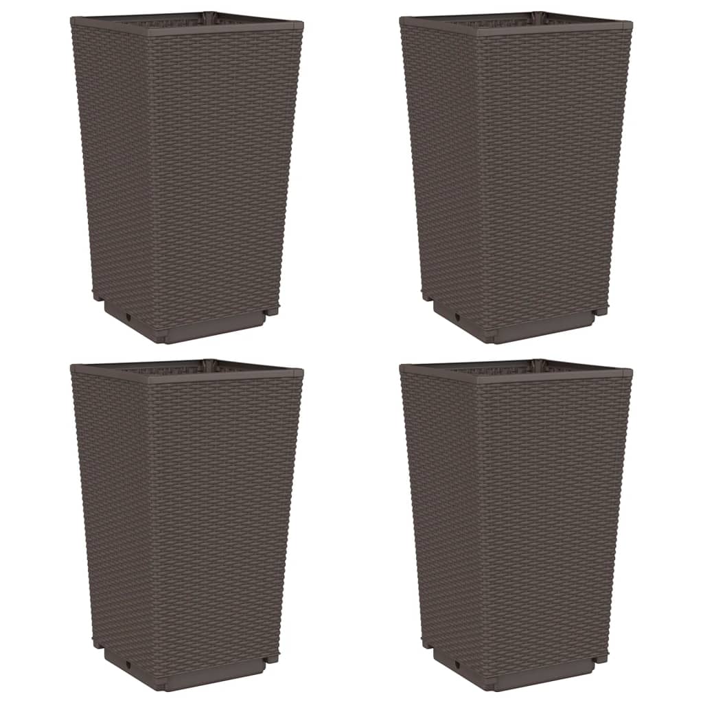 Vidaxx jardinières 4 pcs 32,5x32,5x57 cm polypropylène marron