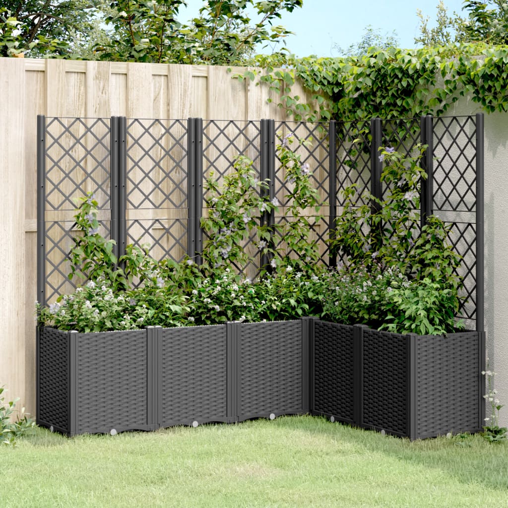 Vidaxx jardinière avec treillis 160x120x140 cm polypropylène noir