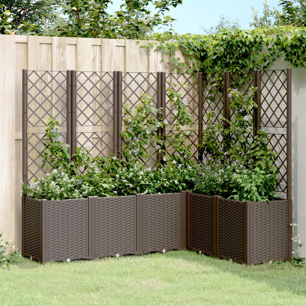 VidaXL Jardinière avec treillis 160x120x140 cm polypropylène marron