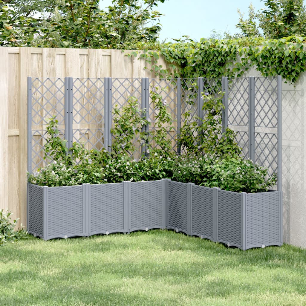VidaXL Jardinière avec treillis 160x160x140 cm polypropylène gris