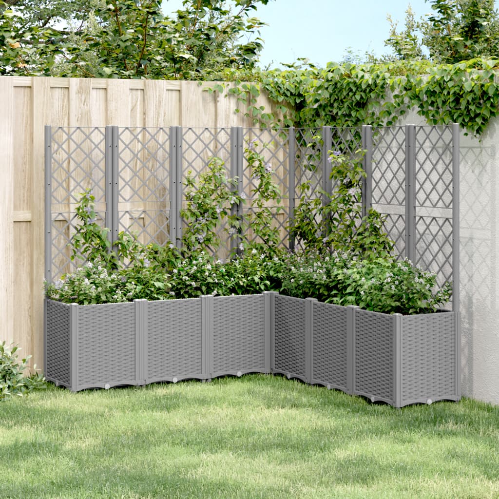 VidaXL Jardinière avec treillis 160x160x140 cm polypropylène gris clair