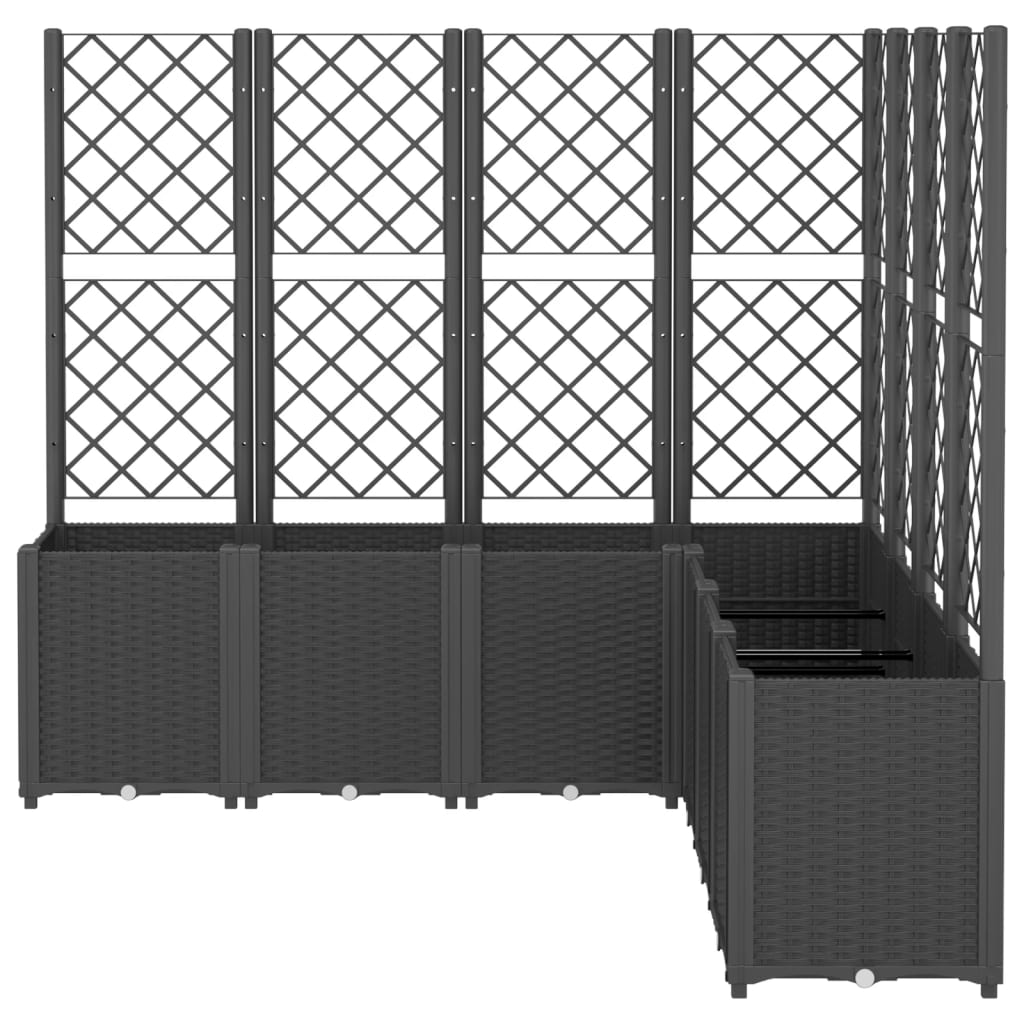 VidaXL Jardinière avec treillis 160x160x140 cm polypropylène noir