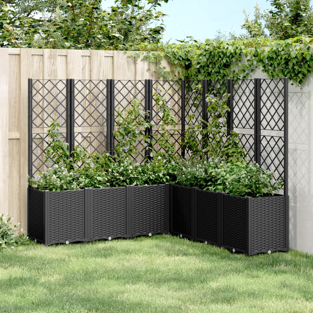 VidaXL Jardinière avec treillis 160x160x140 cm polypropylène noir