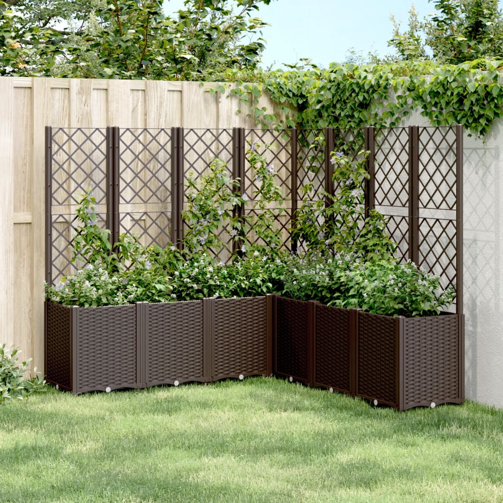 VidaXL Jardinière avec treillis 160x160x140 cm polypropylène marron