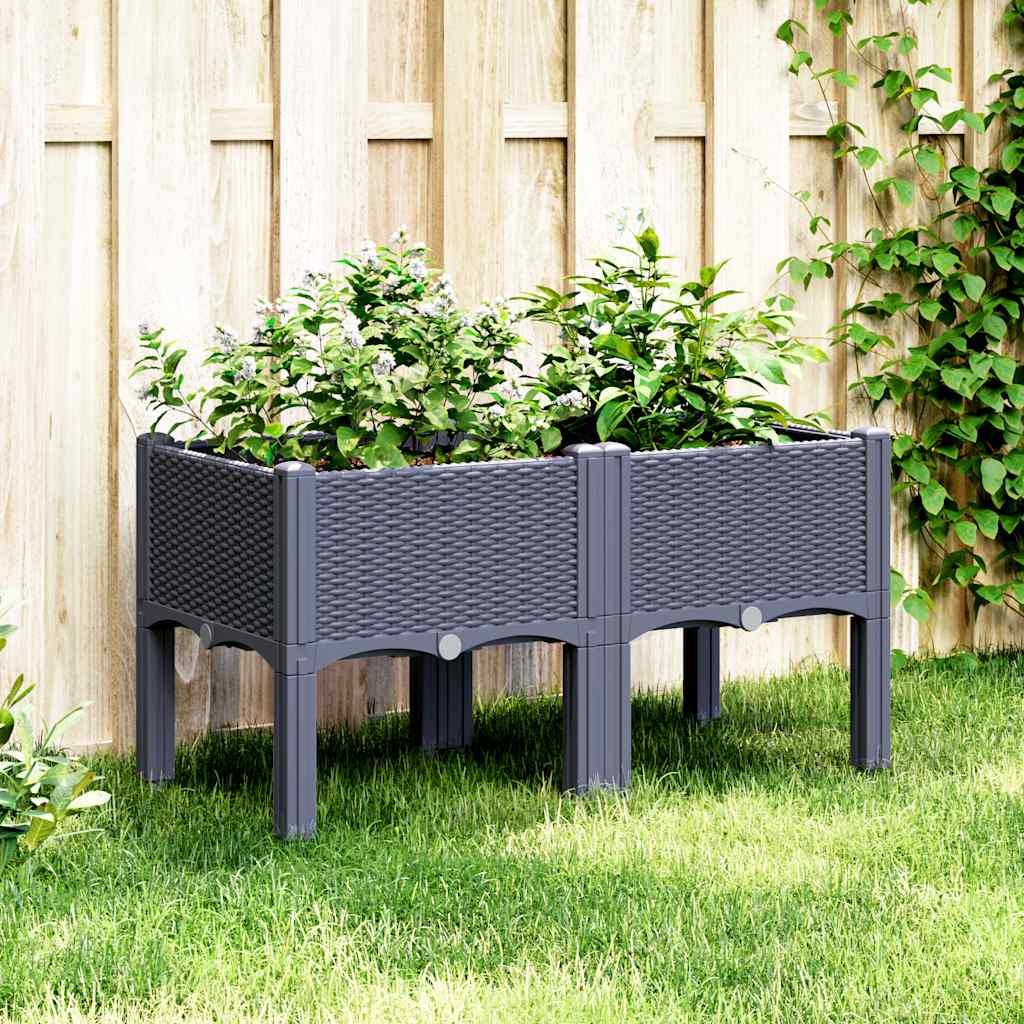 Vidaxx jardinière avec pieds 80x40x42 cm polypropylène bleu-gris
