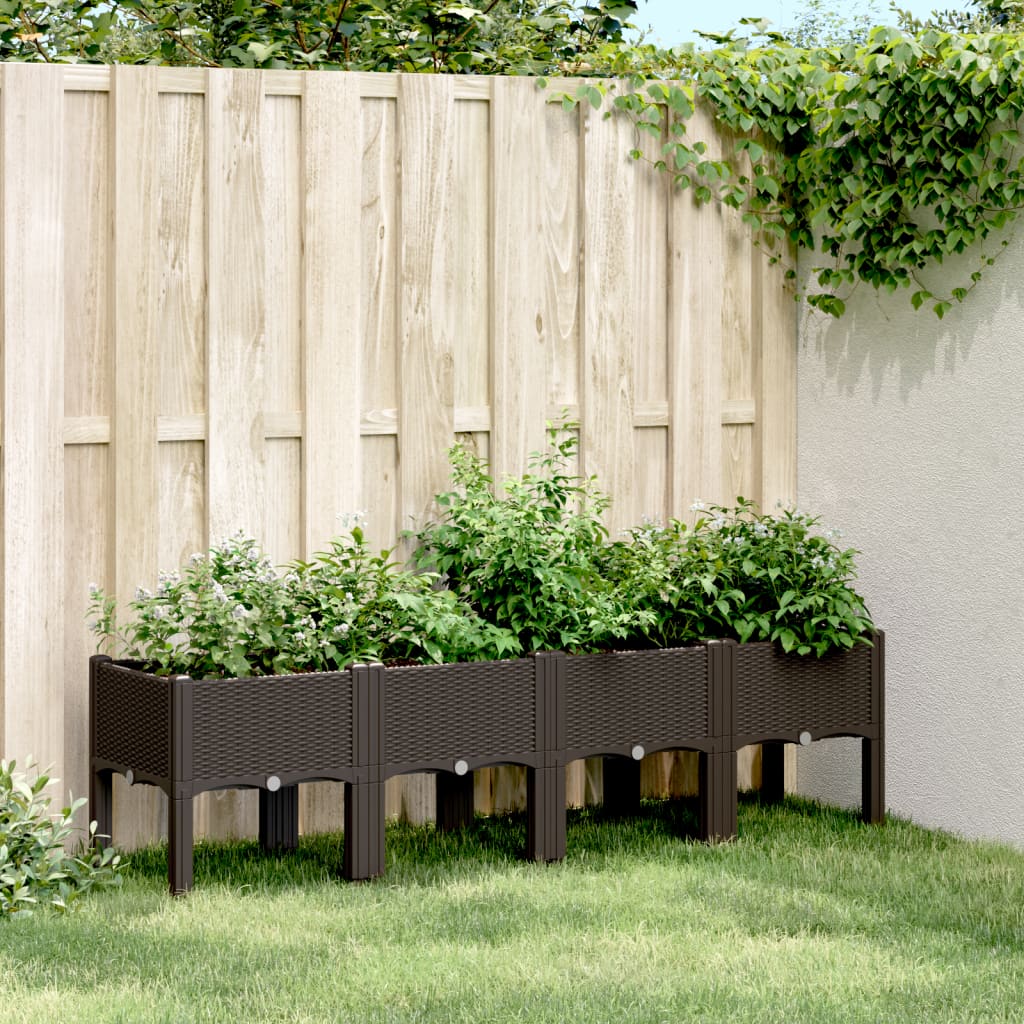 Vidaxx jardinière avec pieds 160x40x42 cm polypropylène marron