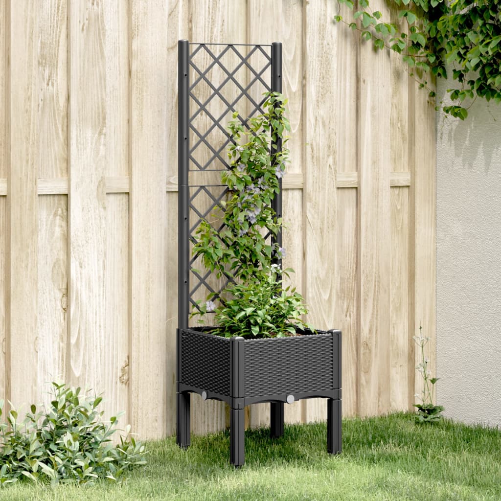 Vidaxx jardinière avec treillis 40x40x142 cm polypropylène noir